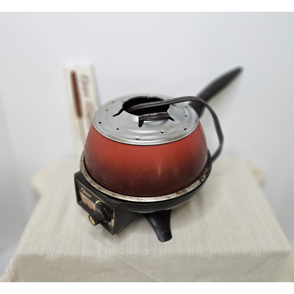 Vintage Oster Electric Fondue Set Fire Orange